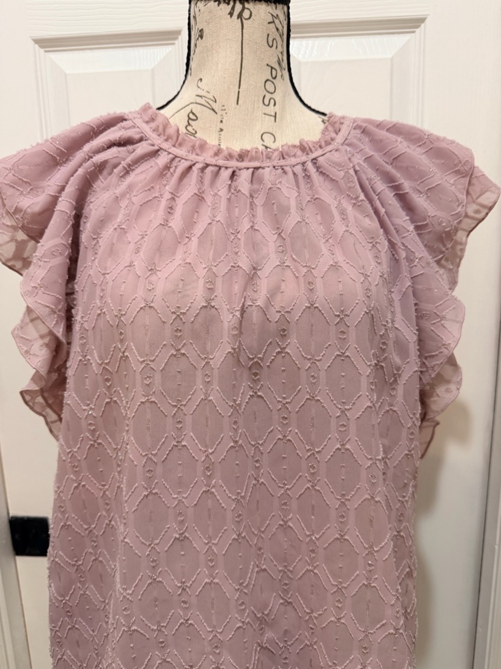LOFT Lightweight Flutter Sleeve Blouse in Rose - Picture 4 of 11